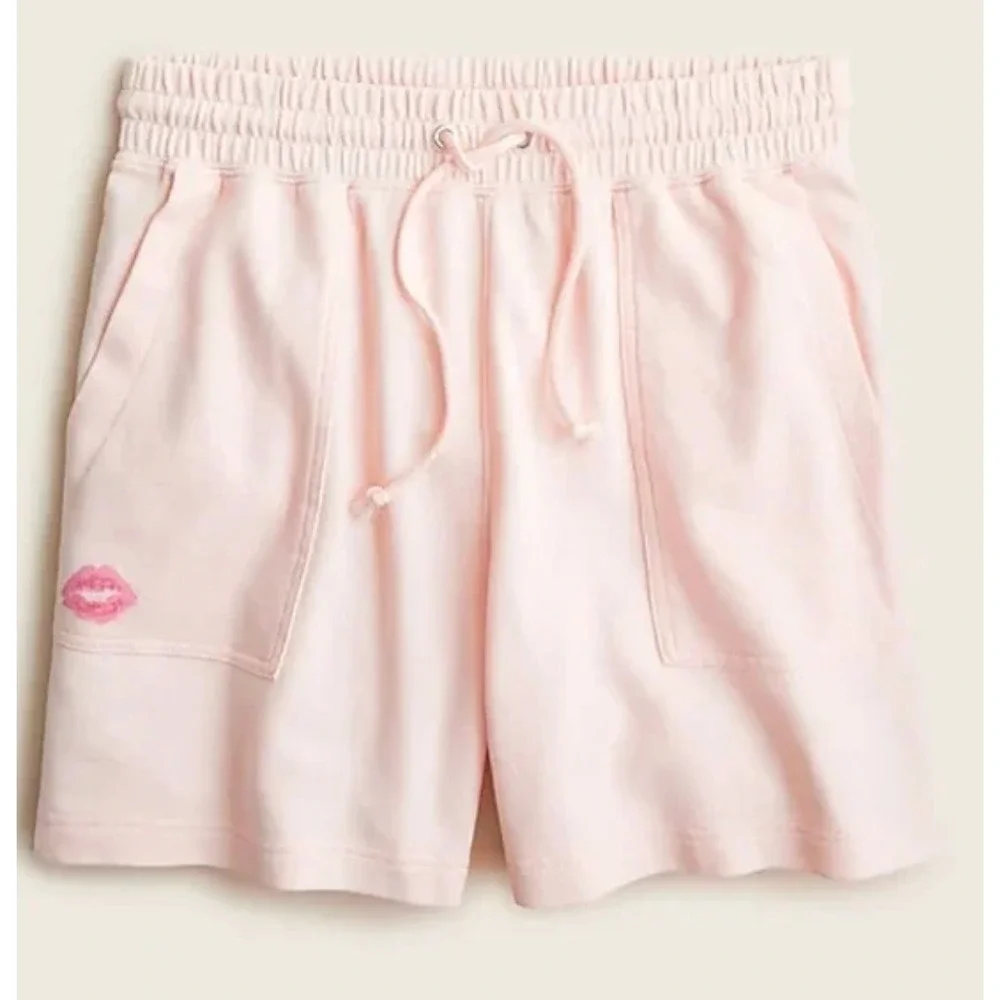 J.Crew Shorts Womens‎ Small Pink Magic Rinse Kiss Print Lounge Drawstring Cotton - Picture 3 of 12